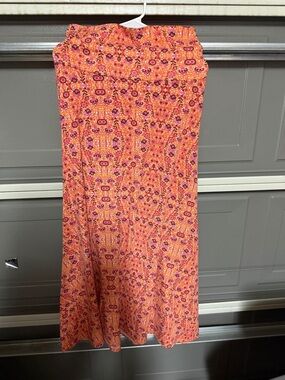 LuLaRoe Orange and Pink Printed Maxi Skirt